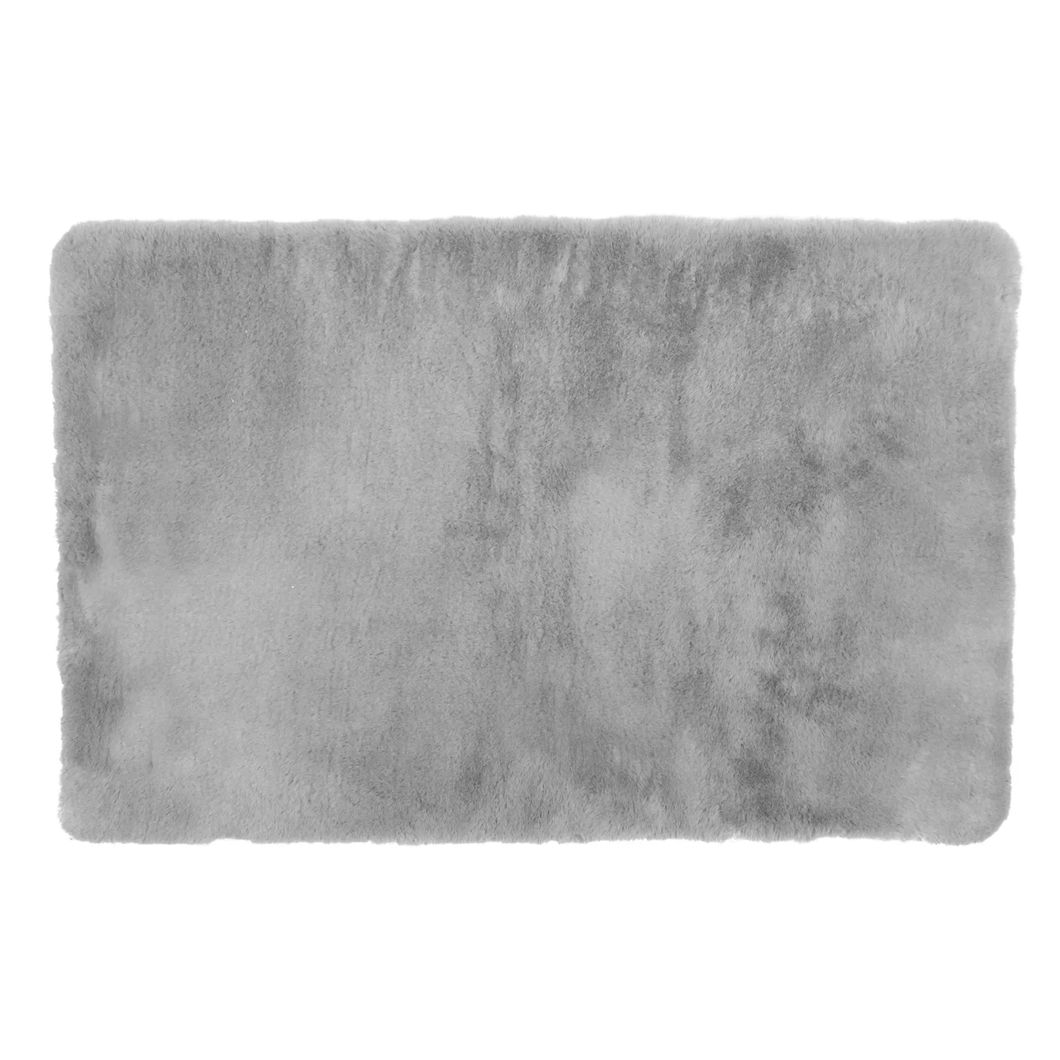 0383263 Luxurious Faux Fur Bath Mat Light Grey