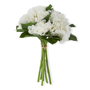 13 Inch White Real Touch Hydrangea Bundle (6 Stems)