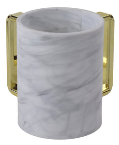 60206 Acrylic Marble Washing Cup With Gold Handles