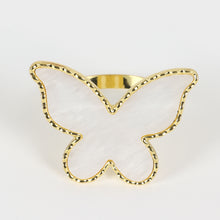 Load image into Gallery viewer, TAJ Designs Gold Edged Pearl Butterfly Napkin Ring
