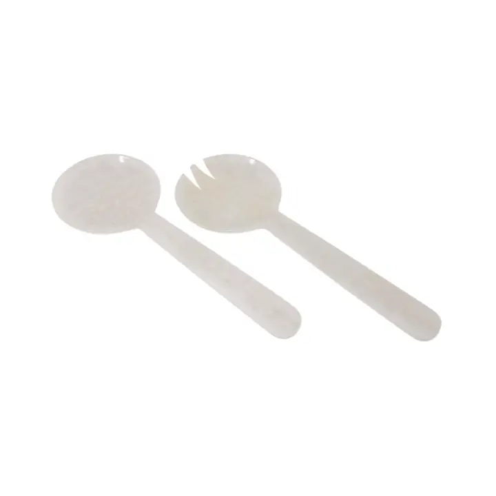 H00018 Set of 2 White Resin Salad Servers Length 12.2