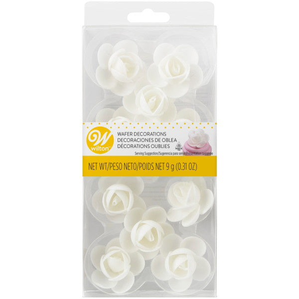 Wilton White Rose Wafer Icing Decorations, 0.35 oz, 10 Pieces