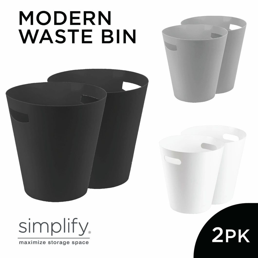 2pk Modern Waste Bin 12L (12.7 qt) Grey , white , Black assorted