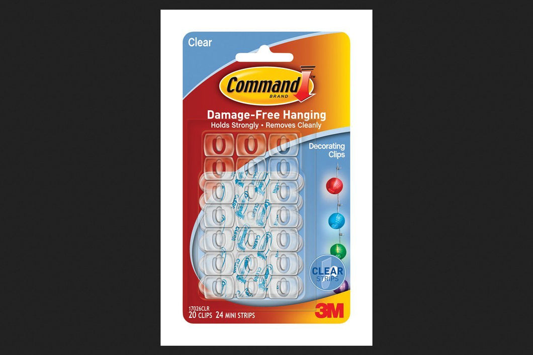 Command Strips 17026clr-Es Clear Decorating Clips 20 Count With Command Adhesive Strips