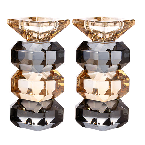 UK81992 Pair of Crystal Elegant Candlesticks 14.5 cm