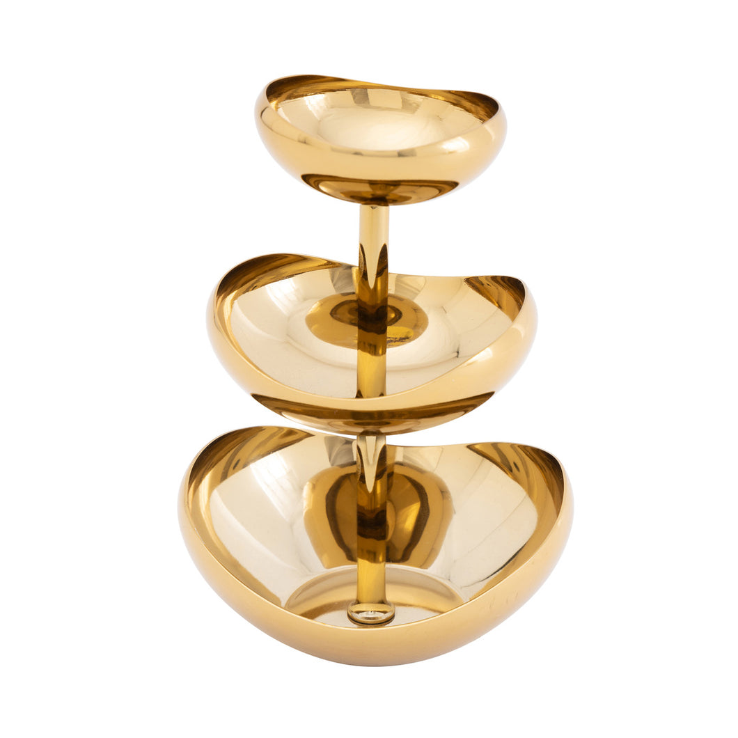51162 3 TIER CANDY/NUT BOWL GOLD