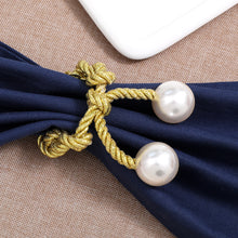 Load image into Gallery viewer, TAJ Designs Gold Roped Pearl Napkin Ring
