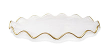 Load image into Gallery viewer, VT4889 White Alabaster Oval Tray with Gold Ruffled Border
