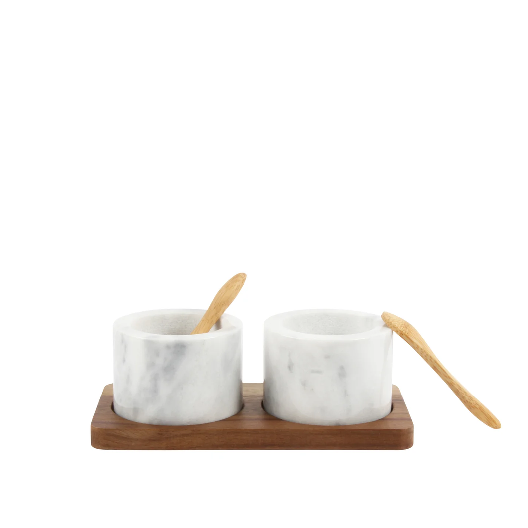 3981202 Tapas Living Acacia And Marble Seasoning Set Natural
