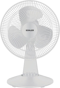 SOHLER Table Fan 12-Inch Oscillating Table Fan Small Portable Electric Plug-In Desk Fan 3-Speeds Adjustable Tilt Head for Bedroom and Office