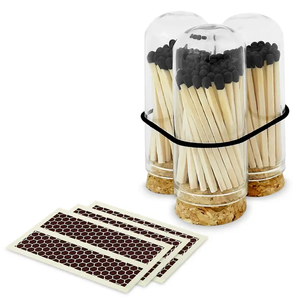 2" Matches + Mini Cloche -White  Black Tip