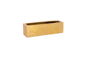45771 Ceramic Rectangular Pot with Brushed Design Body Gloss Finish Gold..4.00"x14.00"x4.00"H