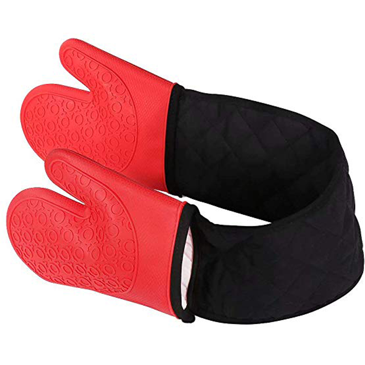 Dual Silicone Oven Mitts Red