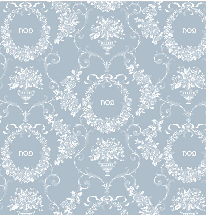 Pesach Lace Blue Charger - (SQUARE)