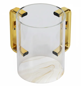 55098 Premium Acrylic Clear Washing Cup - Gold Handle gold marble base