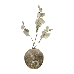 17755-01 Metal, 8" Etched Oval Vase, Champagne