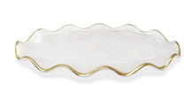 Load image into Gallery viewer, VT4889 White Alabaster Oval Tray with Gold Ruffled Border
