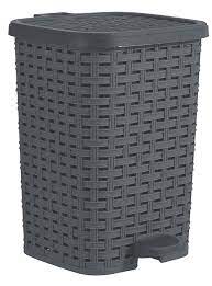 6 L Wicker Step Trash Can, Onyx Grey