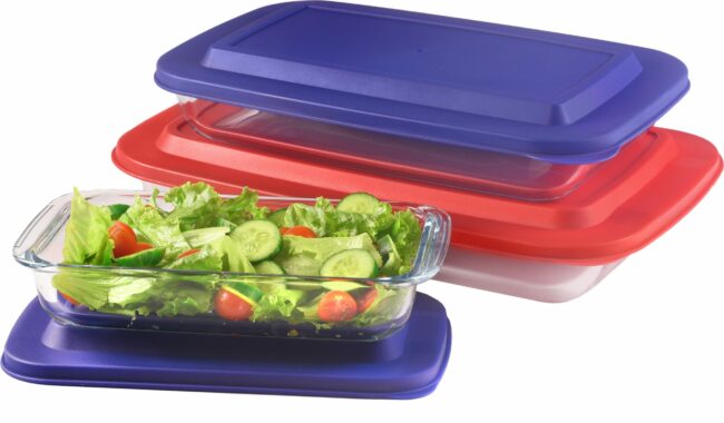RECT BAKING DISH SET w-PP LID 3Qt