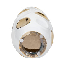 Load image into Gallery viewer, 18376-07 Stoneware, 13&quot; Circle Embossed Vase, White/gold

