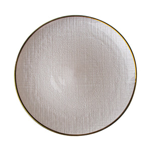 VD-1307-SG Willow, Silver with Gold Rim, Glass Chargers, 13''