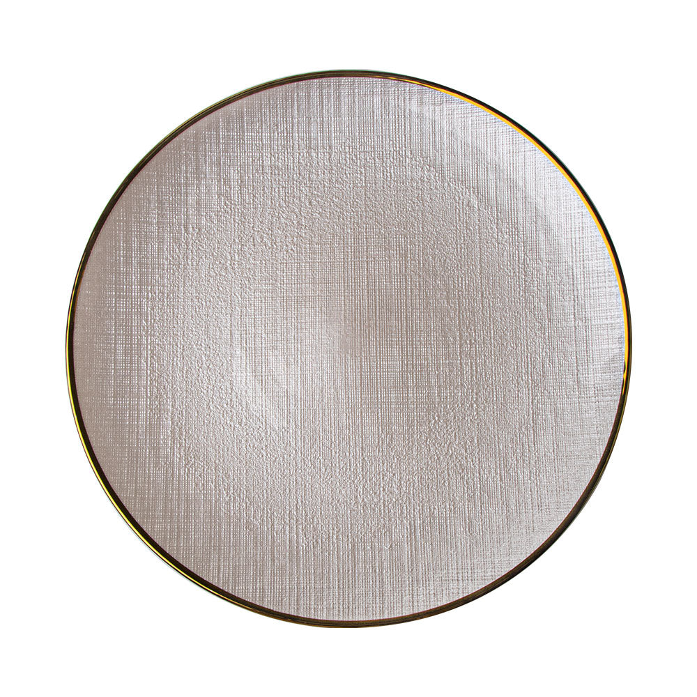 VD-1307-SG Willow, Silver with Gold Rim, Glass Chargers, 13''