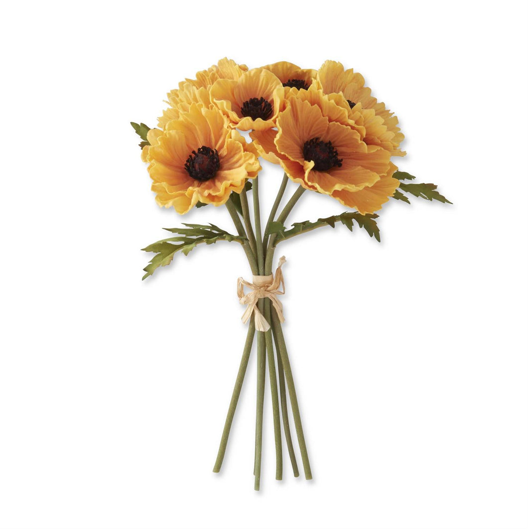 12.5 Inch Yellow Real Touch Poppy Bundle (6 Stems)