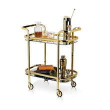 Load image into Gallery viewer, 5891 Belmont™ Gold Bar Cart with Mirror Shelves
