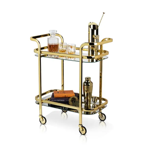 5891 Belmont™ Gold Bar Cart with Mirror Shelves