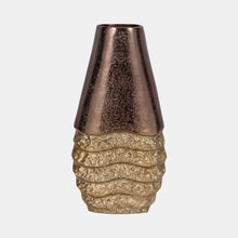 Load image into Gallery viewer, 19050-01 Metal, 13&quot; Ridged Tall Vase, Black/gold
