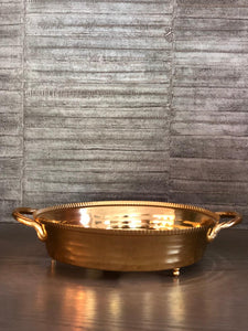 Hammered Round Pan Holder Gold