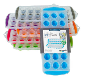 2PK SILICONE MINI ICE CUBE TRAY -AST COLORS