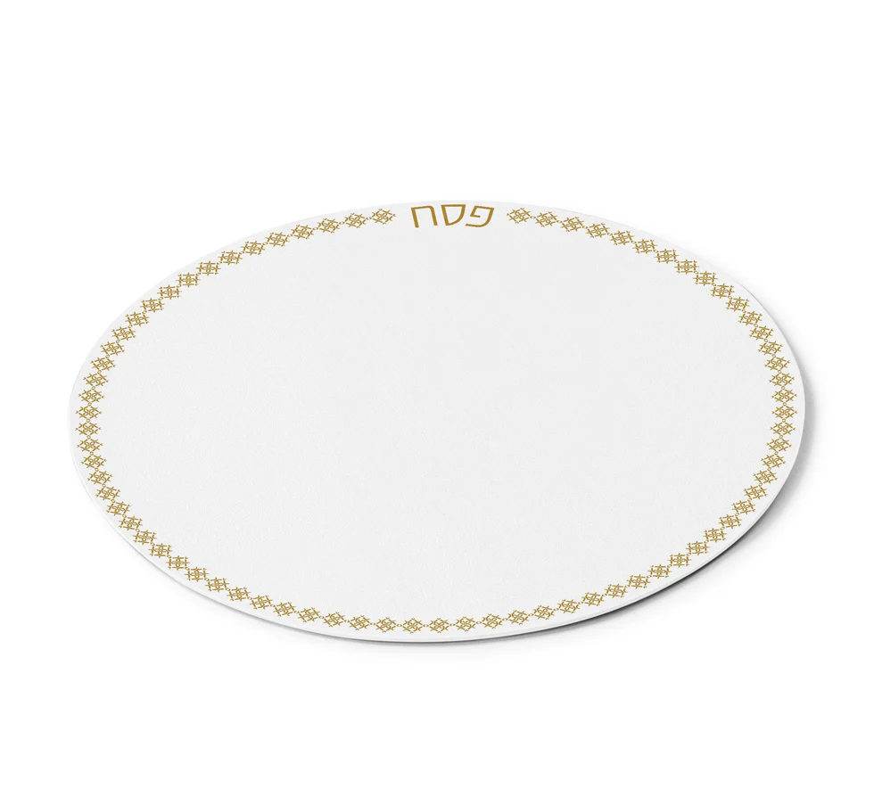 PE-PU-TC-CT-GO Pesach Leather Inspired Round Chargers