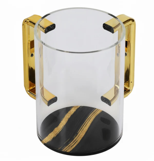 55095 Acrylic Washing Cup - Gold Trim & Marble