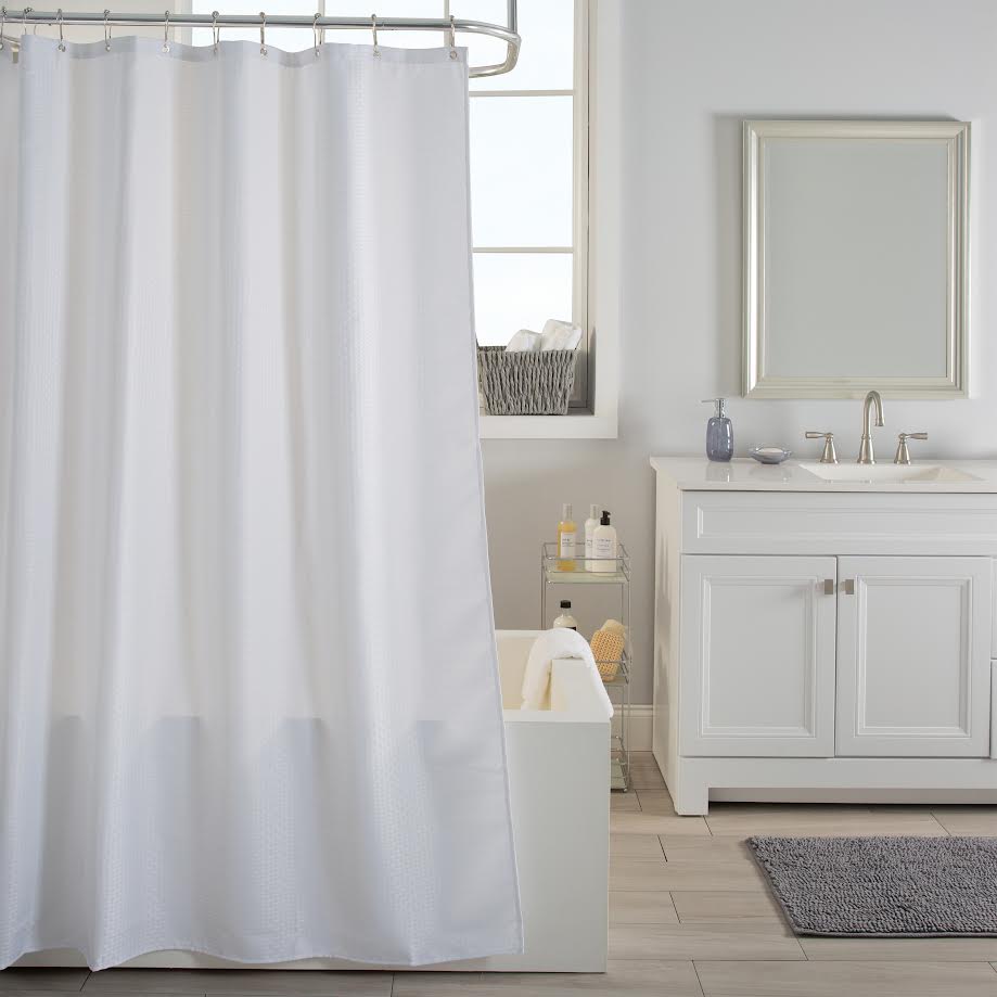 Basketweave Shower Curtain White - Moda at Home