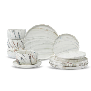 LH576 12PC. MATTE MARBLE DISHES ST/4