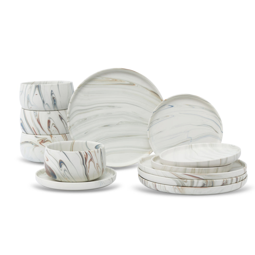 LH576 12PC. MATTE MARBLE DISHES ST/4