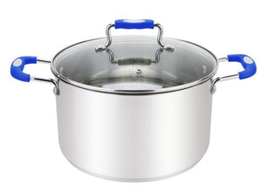 Millvado - Urban, Stock Pot with Glass Lid, Silicone Handles, 18/10 SS, Blue, 8.4 qt