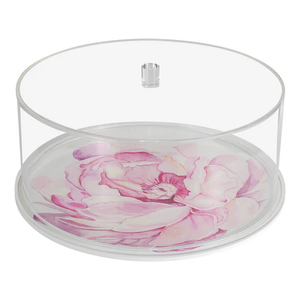 J-CDLF-CLR Lucite & Leatherette Flower Cake Dome