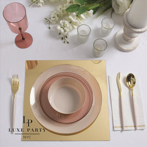 12" Square Gold  Light Weight Mirror Charger