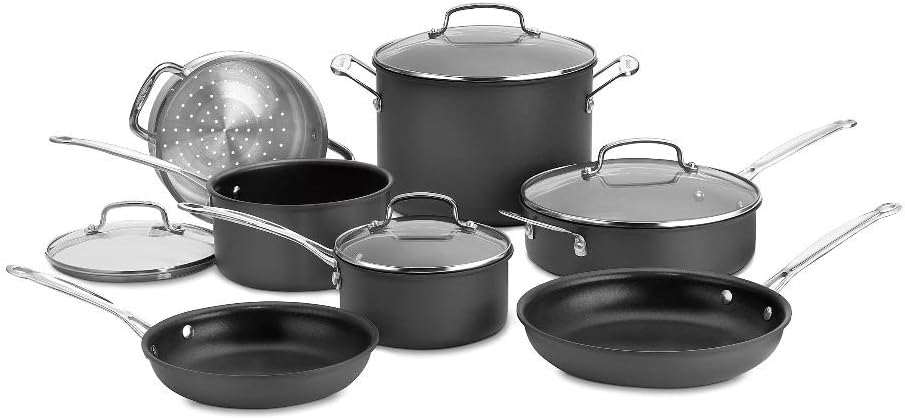 Cuisinart 11-Piece Cookware Set, Black, Chef's Classic Nonstick Hard Anodized,