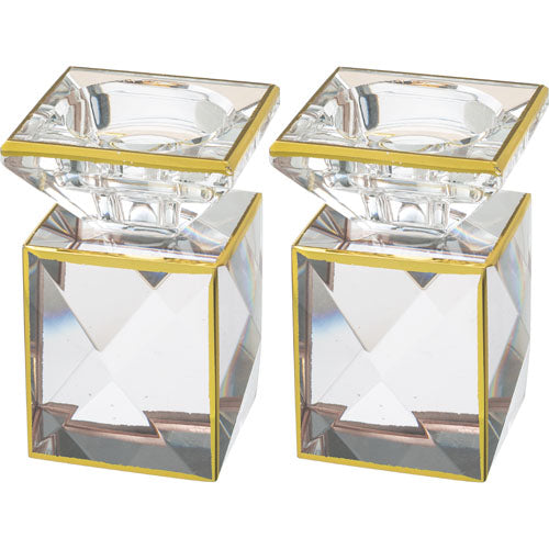 UK42123 Pair of Crystal Elegant Candlesticks 9 cm