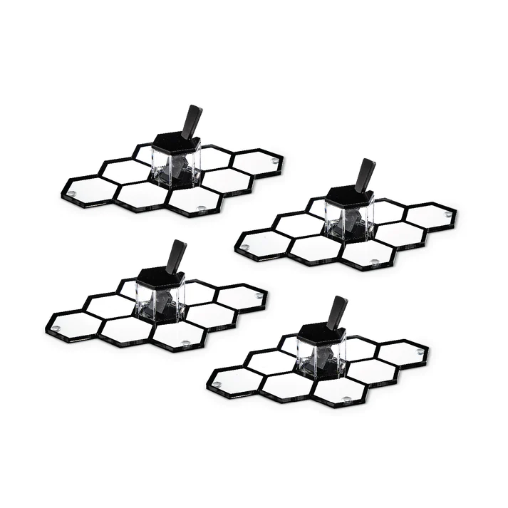 PST-BLK Honeycomb Personal Simanim Trays- Black Lucite- Set of 4