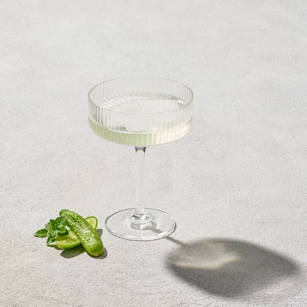 VD-5711-CL Malibu, Ribbed Coupe Champagne Glass, Clear, 10 oz