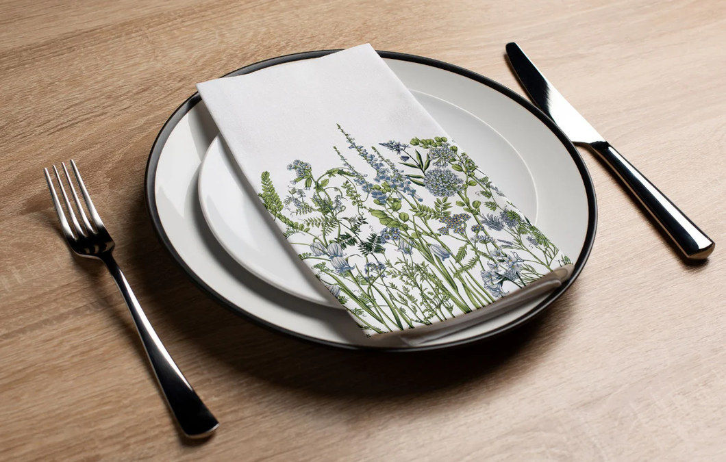 Linen Look Guest Towels 16 Pack Blue Fields