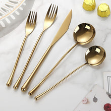 Load image into Gallery viewer, FSLM-2129-GS TAJ Dropplet Gold Shiny Flatware Service For 4 Dishwasher Safe
