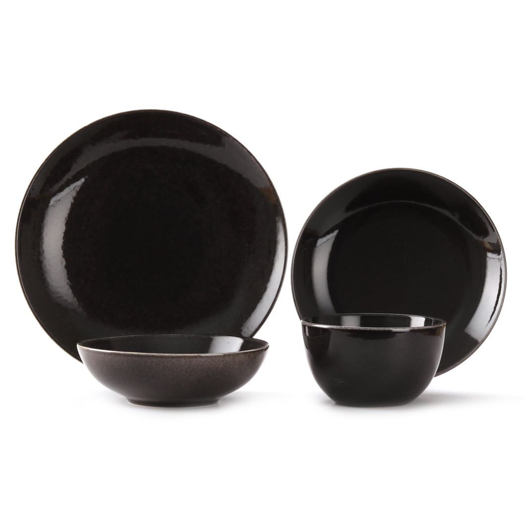 VST-H131 Haven Black 16Pc Dinnerware Set Service for 4