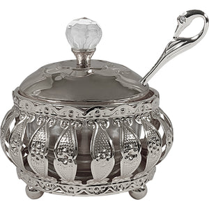 UK41390 Metal Filigreen Honey Dish, 10 cm