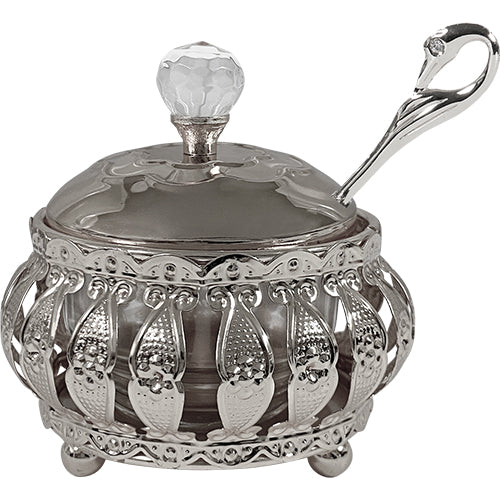 UK41390 Metal Filigreen Honey Dish, 10 cm
