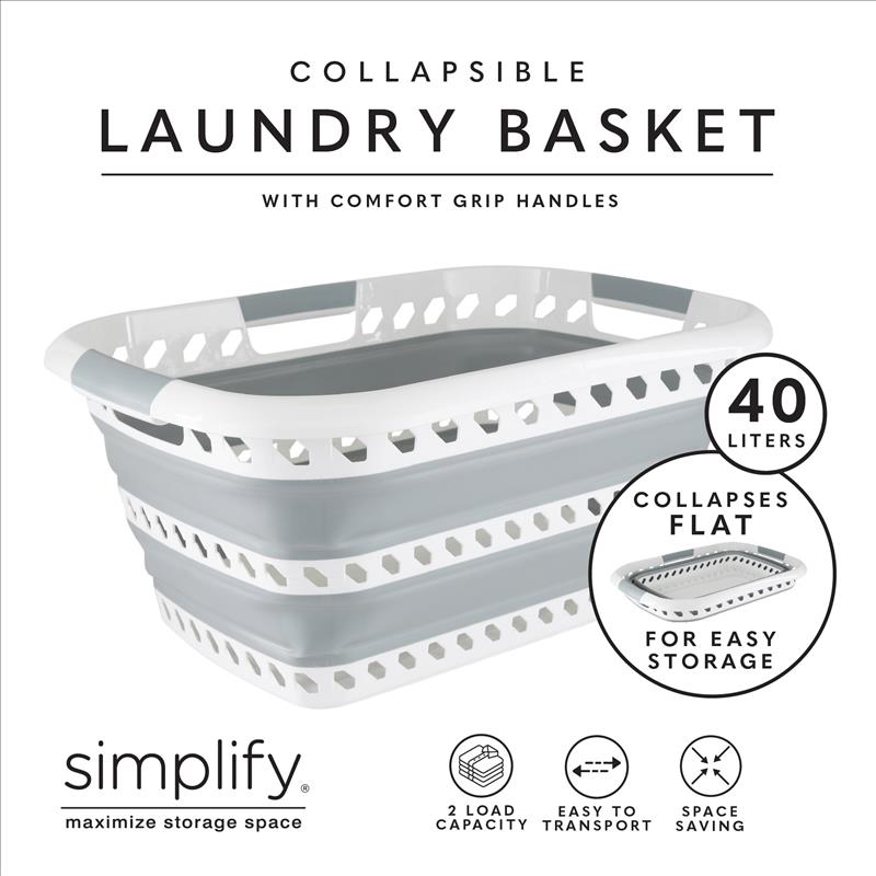 Collapsible/Folding Laundry Basket W. 3 Handles - Oval Shaped 40L